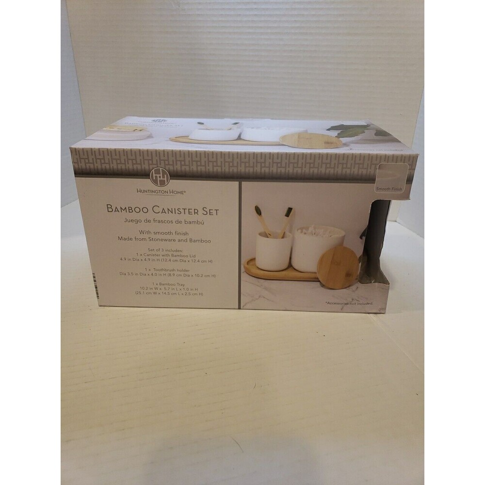 New In Box Huntington Home Bamboo Canister Set With Smooth Finish